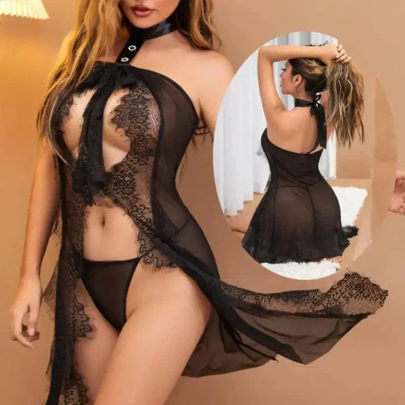 Transparent short nighty | Honeymoon Nightgown with G-String
