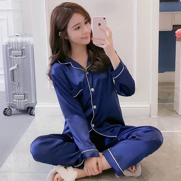 Plain Silk Night Suit