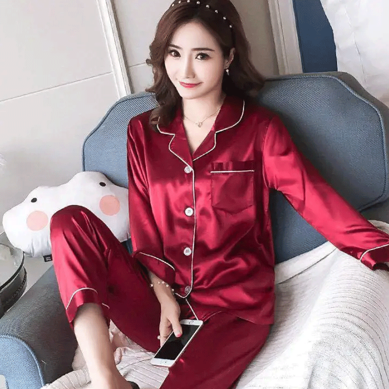 Plain Silk Night Suit